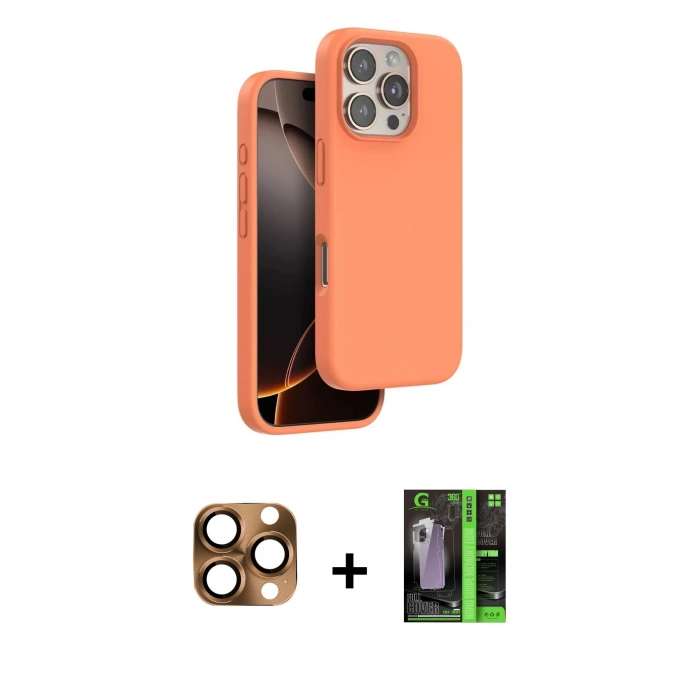 MARSİLYAN™- iPhone 16 Pro Max Kılıf Kıvılcım Çizgi Serisi - Şeffaf 360 Full Body Arka Koruyucu + Pers Alüminyum Kamera Lens - CLTM