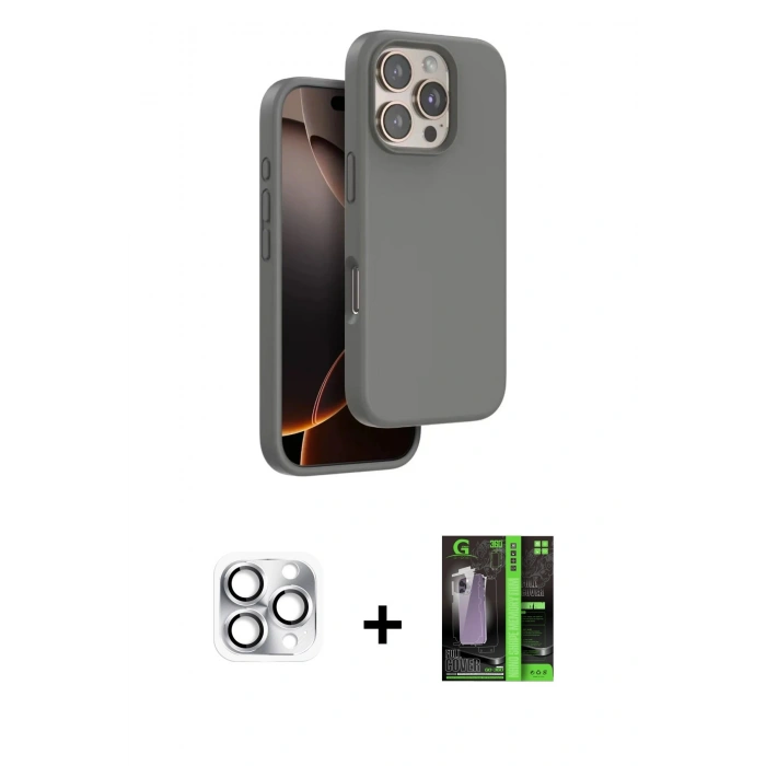 MARSİLYAN™- iPhone 16 Pro Max Kılıf Kıvılcım Çizgi Serisi - Şeffaf 360 Full Body Arka Koruyucu + Pers Alüminyum Kamera Lens - GS