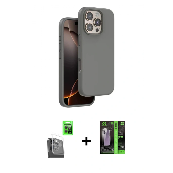 MARSİLYAN™- iPhone 16 Pro Max Kılıf Kıvılcım Çizgi Serisi - Şeffaf 360 Full Body Arka Koruyucu + Raze Metal Kamera Lens - SH