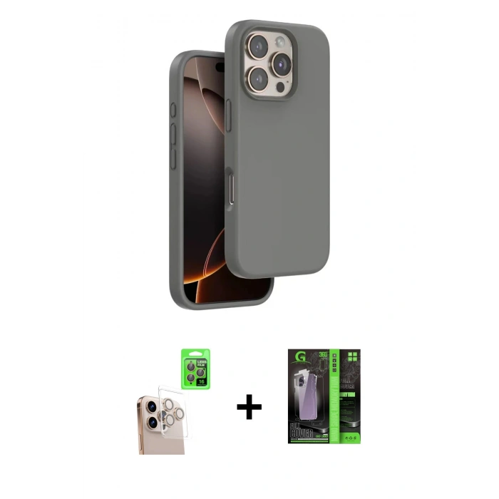 MARSİLYAN™- iPhone 16 Pro Max Kılıf Kıvılcım Çizgi Serisi - Şeffaf 360 Full Body Arka Koruyucu + Raze Metal Kamera Lens - NLGY