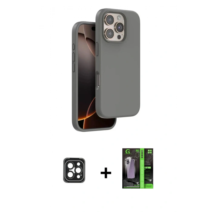MARSİLYAN™- iPhone 16 Pro Max Kılıf Kıvılcım Çizgi Serisi - Şeffaf 360 Full Body Arka Koruyucu + PVD Metal Kamera Lens - SH
