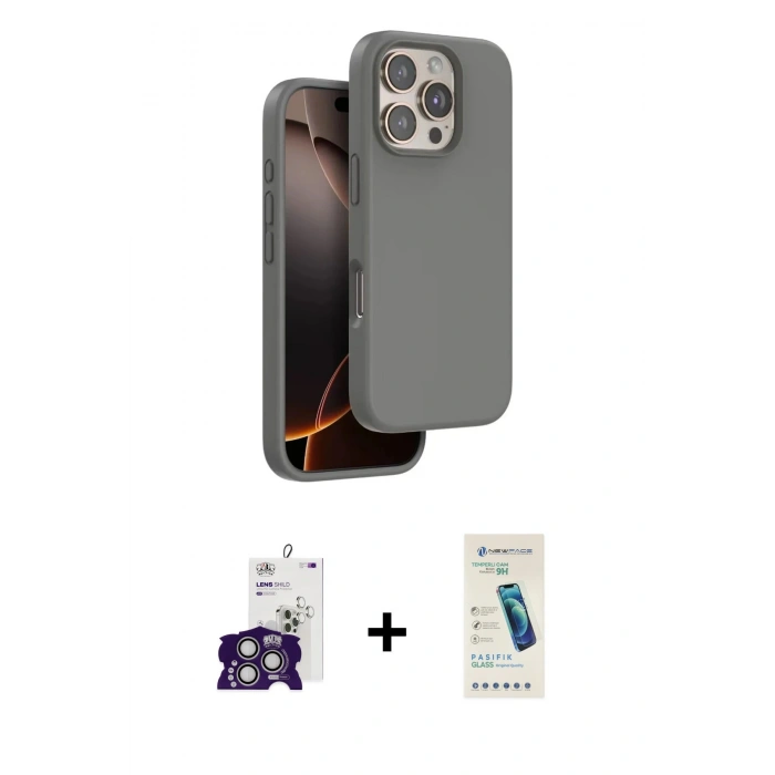 MARSİLYAN™- iPhone 16 Pro Max Kılıf Kıvılcım Çizgi Serisi - Şeffaf Pasifik Cam Ekran Koruyucu + Bilvis Titan Kamera Lens - GS