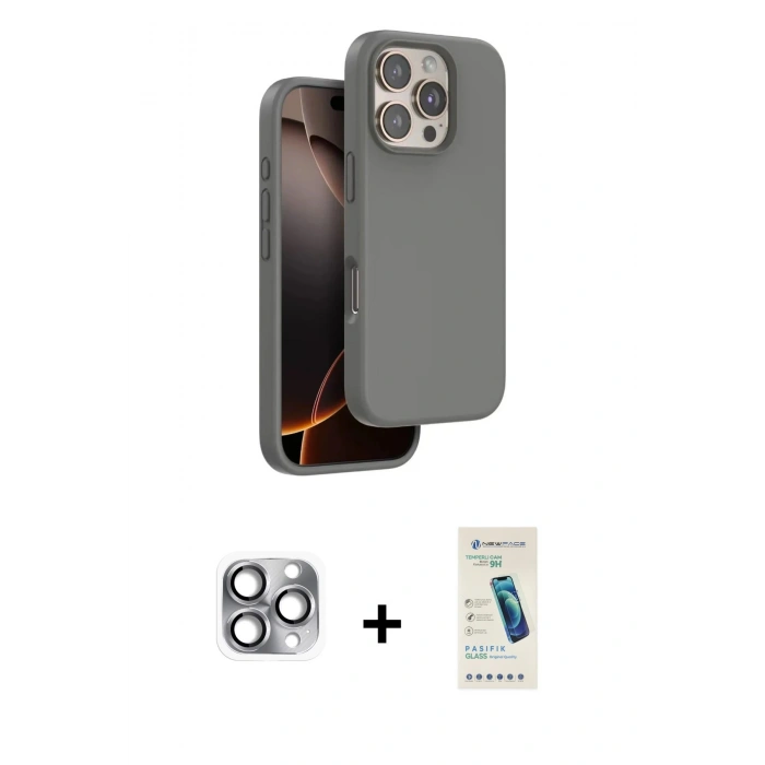 MARSİLYAN™- iPhone 16 Pro Max Kılıf Kıvılcım Çizgi Serisi - Şeffaf Pasifik Cam Ekran Koruyucu + Pers Alüminyum Kamera Lens - GI