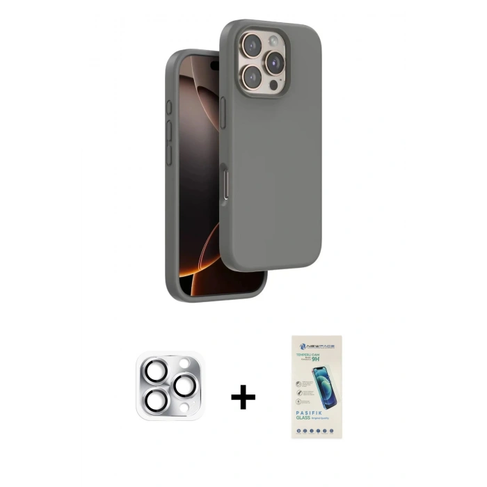 MARSİLYAN™- iPhone 16 Pro Max Kılıf Kıvılcım Çizgi Serisi - Şeffaf Pasifik Cam Ekran Koruyucu + Pers Alüminyum Kamera Lens - GS