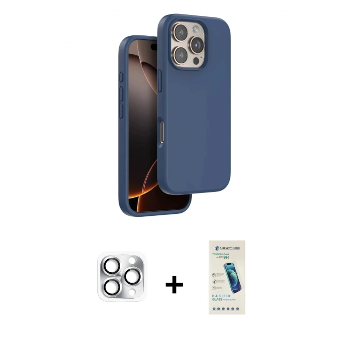 MARSİLYAN™- iPhone 16 Pro Max Kılıf Kıvılcım Çizgi Serisi - Şeffaf Pasifik Cam Ekran Koruyucu + Pers Alüminyum Kamera Lens - GS