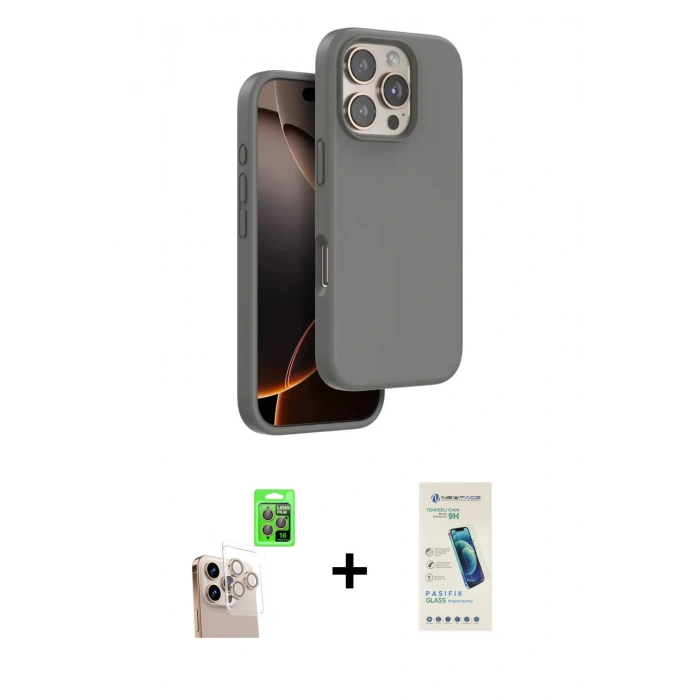 MARSİLYAN™- iPhone 16 Pro Max Kılıf Kıvılcım Çizgi Serisi - Şeffaf Pasifik Cam Ekran Koruyucu + Raze Metal Kamera Lens - NLGY