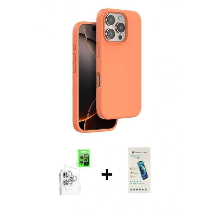 MARSİLYAN™- iPhone 16 Pro Max Kılıf Kıvılcım Çizgi Serisi - Şeffaf Pasifik Cam Ekran Koruyucu + Raze Metal Kamera Lens - BZ