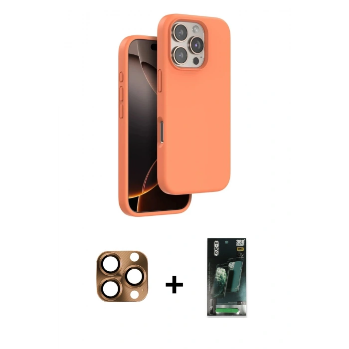MARSİLYAN™- iPhone 16 Pro Max Kılıf Kıvılcım Çizgi Serisi - Siyah 360 Mat Full Body Arka Koruyucu + Pers Alüminyum Kamera Lens - CLTM