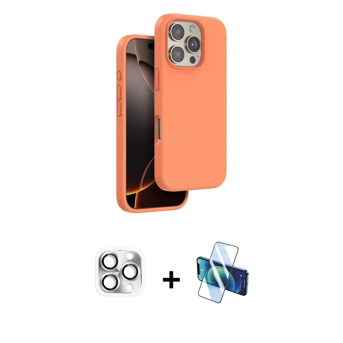 MARSİLYAN™- iPhone 16 Pro Max Kılıf Kıvılcım Çizgi Serisi - Siyah 3D Antistatik Cam Ekran Koruyucu + Pers Alüminyum Kamera Lens - GS
