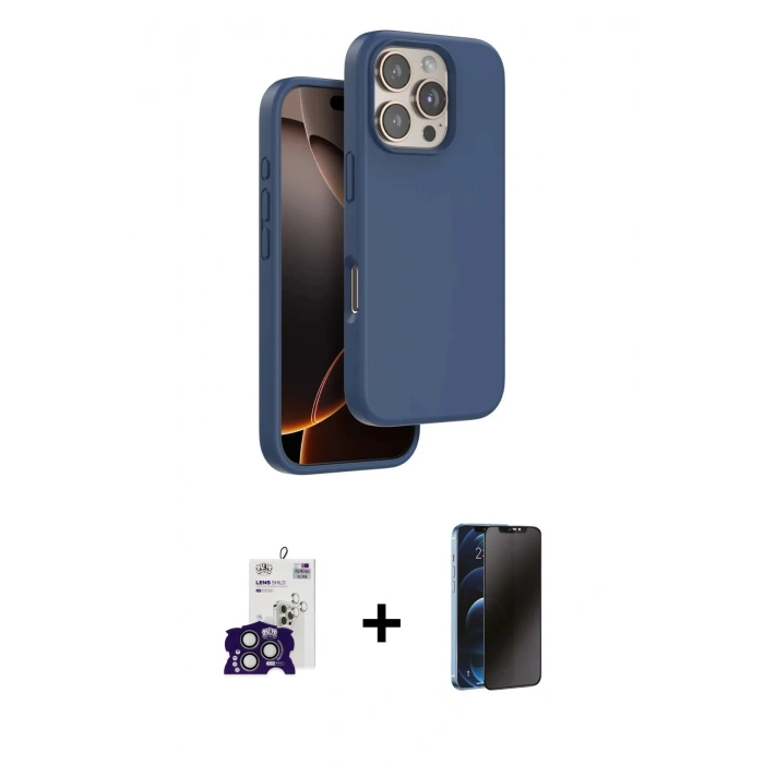 MARSİLYAN™- iPhone 16 Pro Max Kılıf Kıvılcım Çizgi Serisi - Siyah 3D Antistatik Hayalet Cam Ekran Koruyucu + Bilvis Titan Kamera Lens - TMGI