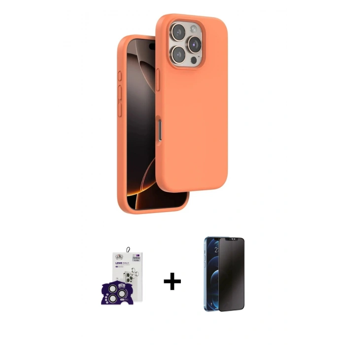 MARSİLYAN™- iPhone 16 Pro Max Kılıf Kıvılcım Çizgi Serisi - Siyah 3D Antistatik Hayalet Cam Ekran Koruyucu + Bilvis Titan Kamera Lens - TMGI