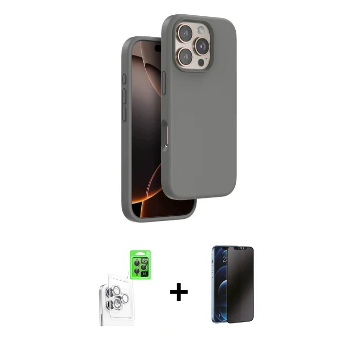 MARSİLYAN™- iPhone 16 Pro Max Kılıf Kıvılcım Çizgi Serisi - Siyah 3D Antistatik Hayalet Cam Ekran Koruyucu + Raze Metal Kamera Lens - BZ
