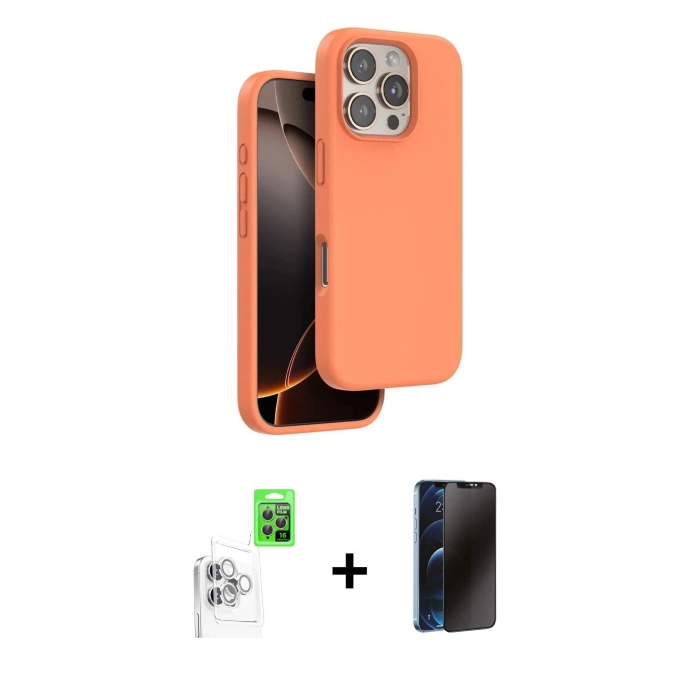 MARSİLYAN™- iPhone 16 Pro Max Kılıf Kıvılcım Çizgi Serisi - Siyah 3D Antistatik Hayalet Cam Ekran Koruyucu + Raze Metal Kamera Lens - BZ