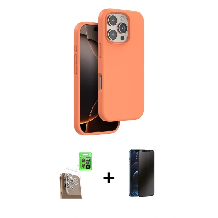 MARSİLYAN™- iPhone 16 Pro Max Kılıf Kıvılcım Çizgi Serisi - Siyah 3D Antistatik Hayalet Cam Ekran Koruyucu + Raze Metal Kamera Lens - CLTM