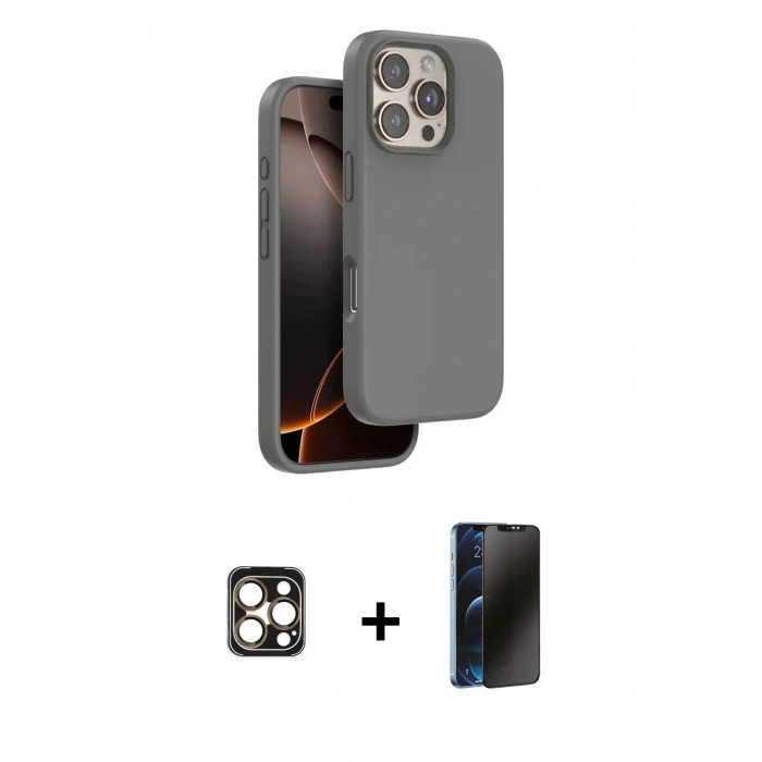 MARSİLYAN™- iPhone 16 Pro Max Kılıf Kıvılcım Çizgi Serisi - Siyah 3D Antistatik Hayalet Cam Ekran Koruyucu + PVD Metal Kamera Lens - GD