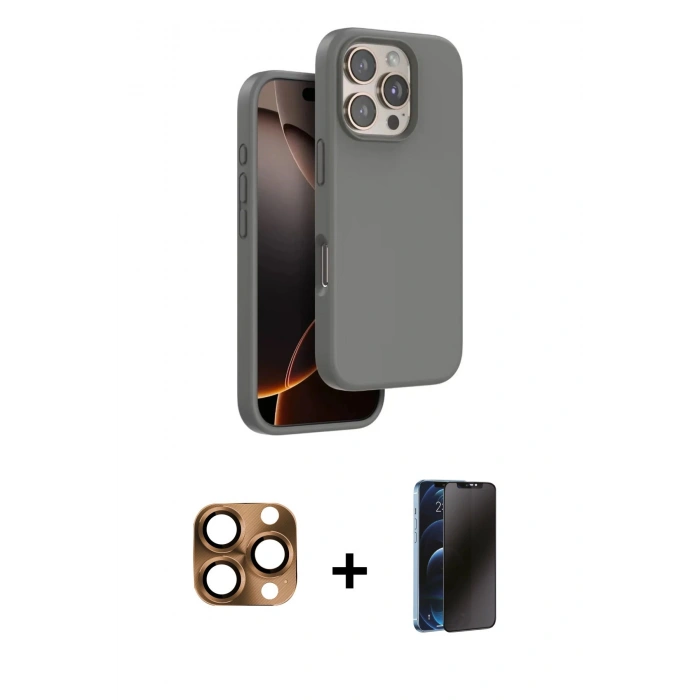 MARSİLYAN™- iPhone 16 Pro Max Kılıf Kıvılcım Çizgi Serisi - Siyah 3D Antistatik Hayalet Cam Ekran Koruyucu + Pers Alüminyum Kamera Lens - CLTM