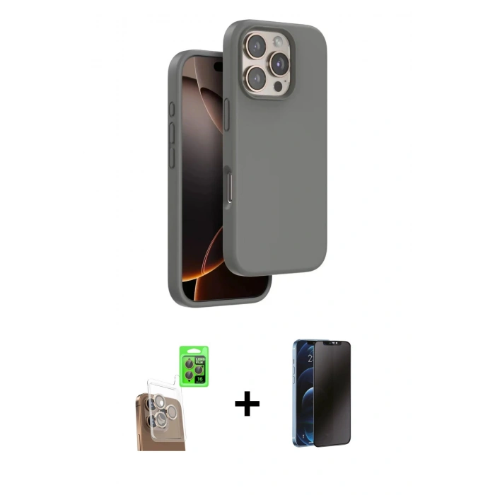MARSİLYAN™- iPhone 16 Pro Max Kılıf Kıvılcım Çizgi Serisi - Siyah 3D Antistatik Hayalet Cam Ekran Koruyucu + Raze Metal Kamera Lens - CLTM