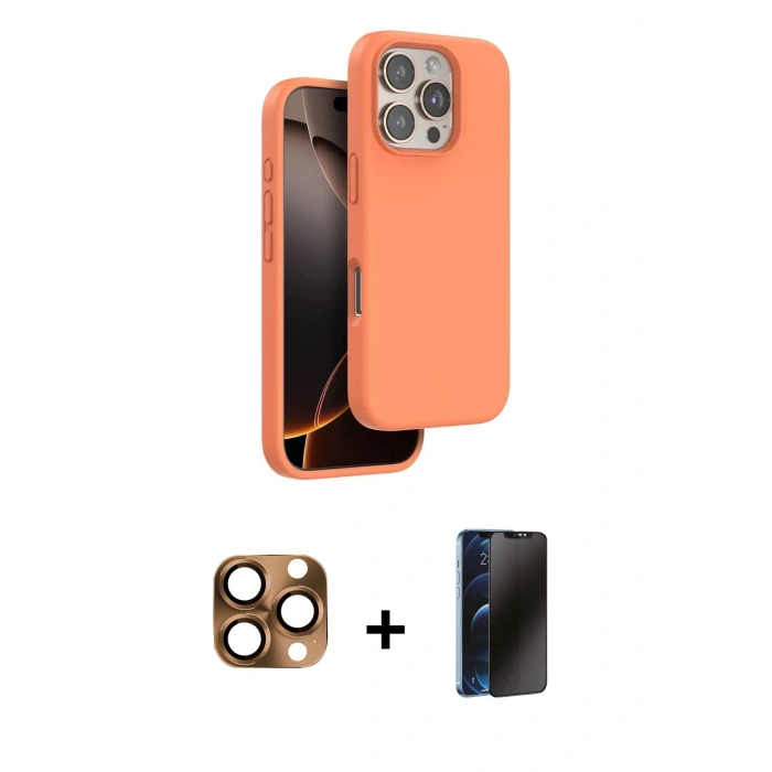MARSİLYAN™- iPhone 16 Pro Max Kılıf Kıvılcım Çizgi Serisi - Siyah 3D Antistatik Hayalet Cam Ekran Koruyucu + Pers Alüminyum Kamera Lens - CLTM