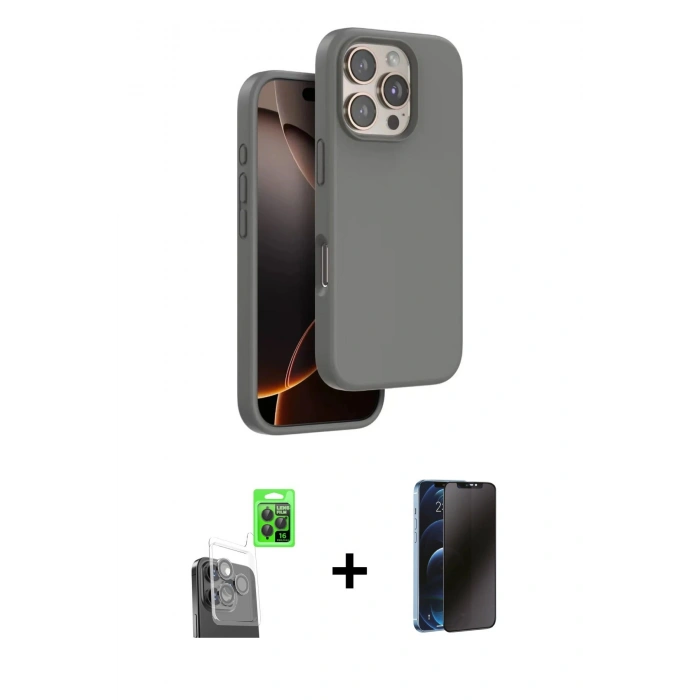 MARSİLYAN™- iPhone 16 Pro Max Kılıf Kıvılcım Çizgi Serisi - Siyah 3D Antistatik Hayalet Cam Ekran Koruyucu + Raze Metal Kamera Lens - SH