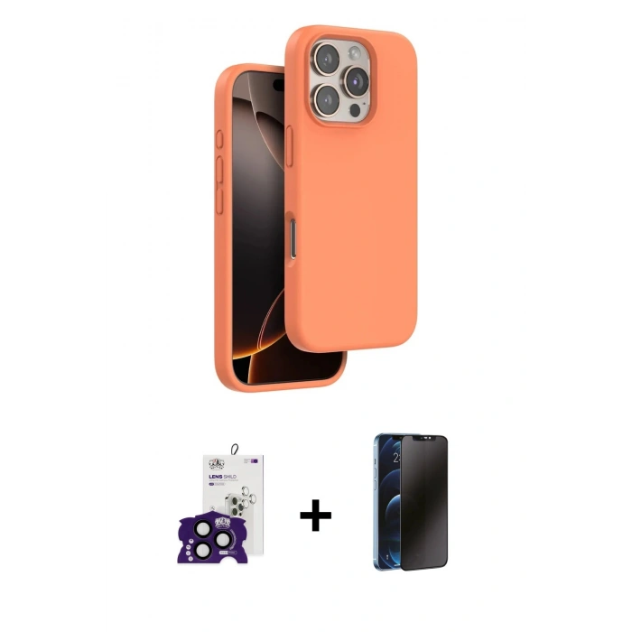 MARSİLYAN™- iPhone 16 Pro Max Kılıf Kıvılcım Çizgi Serisi - Siyah 3D Antistatik Hayalet Cam Ekran Koruyucu + Bilvis Titan Kamera Lens - SH