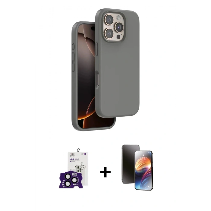MARSİLYAN™- iPhone 16 Pro Max Kılıf Kıvılcım Çizgi Serisi - Siyah 3D Antistatik Mat Seramik Nano Ekran Koruyucu + Bilvis Titan Kamera Lens - SH