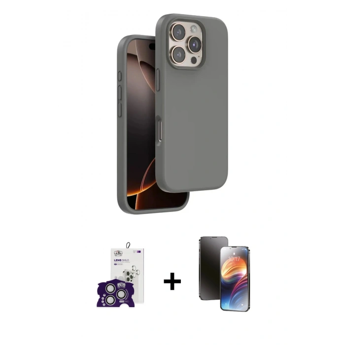 MARSİLYAN™- iPhone 16 Pro Max Kılıf Kıvılcım Çizgi Serisi - Siyah 3D Antistatik Mat Seramik Nano Ekran Koruyucu + Bilvis Titan Kamera Lens - GS