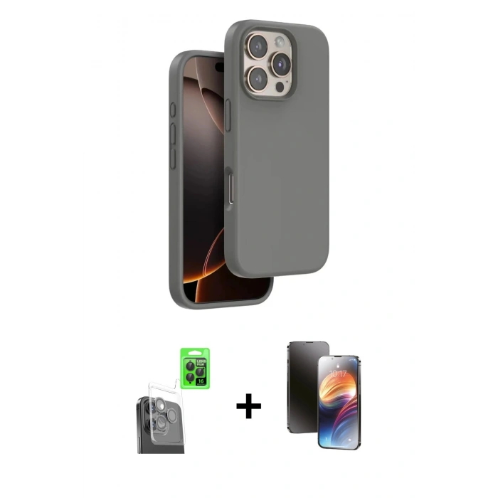 MARSİLYAN™- iPhone 16 Pro Max Kılıf Kıvılcım Çizgi Serisi - Siyah 3D Antistatik Mat Seramik Nano Ekran Koruyucu + Raze Metal Kamera Lens - SH