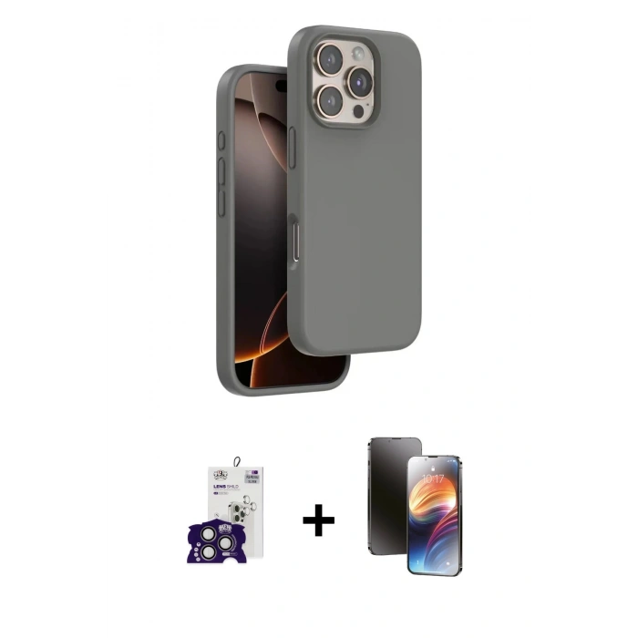 MARSİLYAN™- iPhone 16 Pro Max Kılıf Kıvılcım Çizgi Serisi - Siyah 3D Antistatik Mat Seramik Nano Ekran Koruyucu + Bilvis Titan Kamera Lens - TMGI