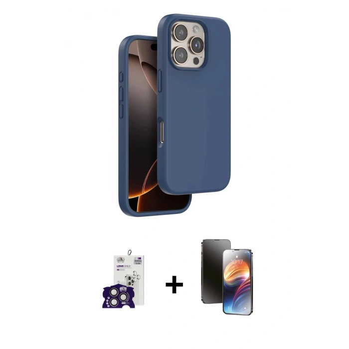 MARSİLYAN™- iPhone 16 Pro Max Kılıf Kıvılcım Çizgi Serisi - Siyah 3D Antistatik Mat Seramik Nano Ekran Koruyucu + Bilvis Titan Kamera Lens - TMGI