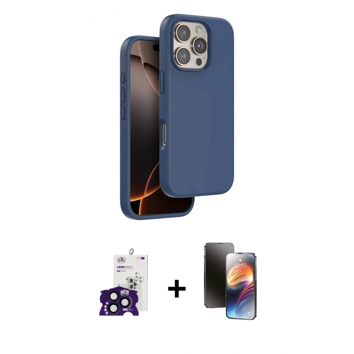 MARSİLYAN™- iPhone 16 Pro Max Kılıf Kıvılcım Çizgi Serisi - Siyah 3D Antistatik Mat Seramik Nano Ekran Koruyucu + Bilvis Titan Kamera Lens - SH