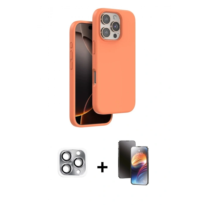 MARSİLYAN™- iPhone 16 Pro Max Kılıf Kıvılcım Çizgi Serisi - Siyah 3D Antistatik Mat Seramik Nano Ekran Koruyucu + Pers Alüminyum Kamera Lens - GI