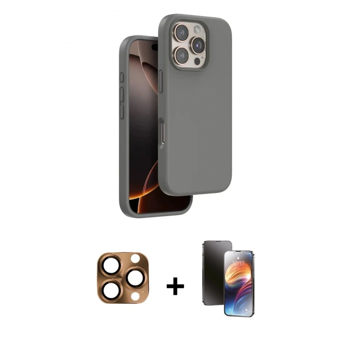 MARSİLYAN™- iPhone 16 Pro Max Kılıf Kıvılcım Çizgi Serisi - Siyah 3D Antistatik Mat Seramik Nano Ekran Koruyucu + Pers Alüminyum Kamera Lens - CLTM