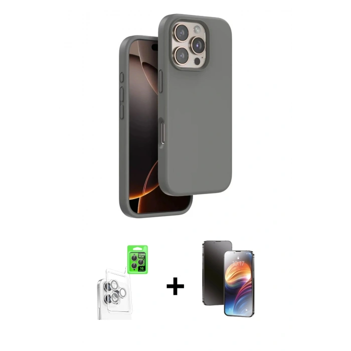 MARSİLYAN™- iPhone 16 Pro Max Kılıf Kıvılcım Çizgi Serisi - Siyah 3D Antistatik Mat Seramik Nano Ekran Koruyucu + Raze Metal Kamera Lens - BZ