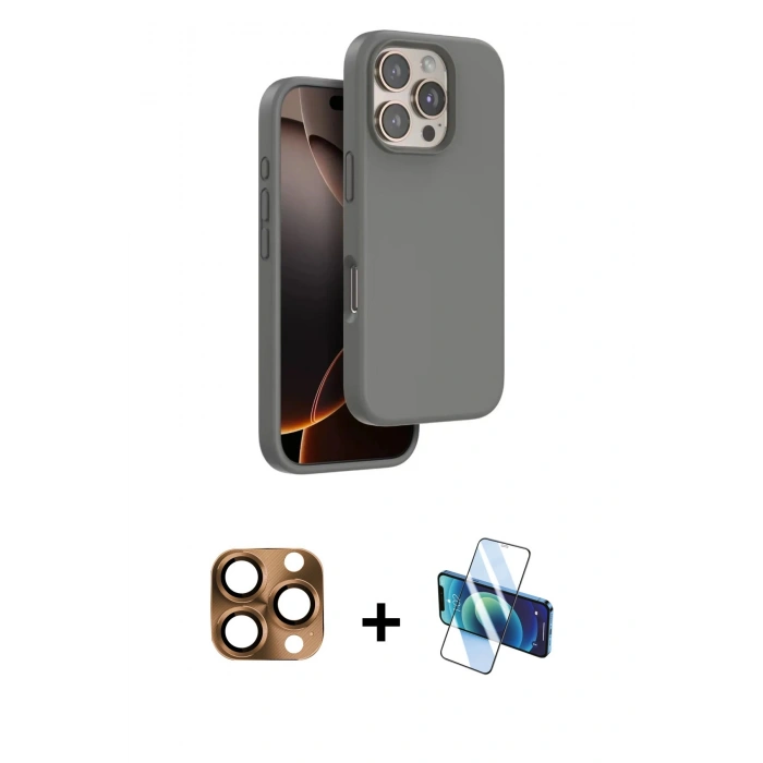 MARSİLYAN™- iPhone 16 Pro Max Kılıf Kıvılcım Çizgi Serisi - Siyah 3D Antistatik Seramik Nano Ekran Koruyucu + Pers Alüminyum Kamera Lens - CLTM