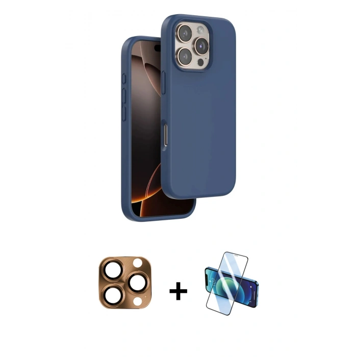 MARSİLYAN™- iPhone 16 Pro Max Kılıf Kıvılcım Çizgi Serisi - Siyah 3D Antistatik Seramik Nano Ekran Koruyucu + Pers Alüminyum Kamera Lens - CLTM