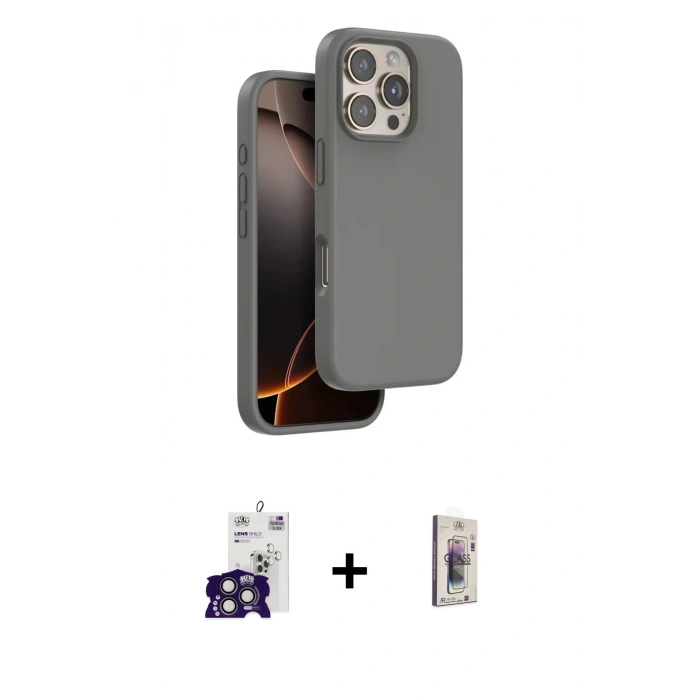 MARSİLYAN™- iPhone 16 Pro Max Kılıf Kıvılcım Çizgi Serisi - Siyah Bilvis 3D Cam Ekran Koruyucu + Bilvis Titan Kamera Lens - TMGI