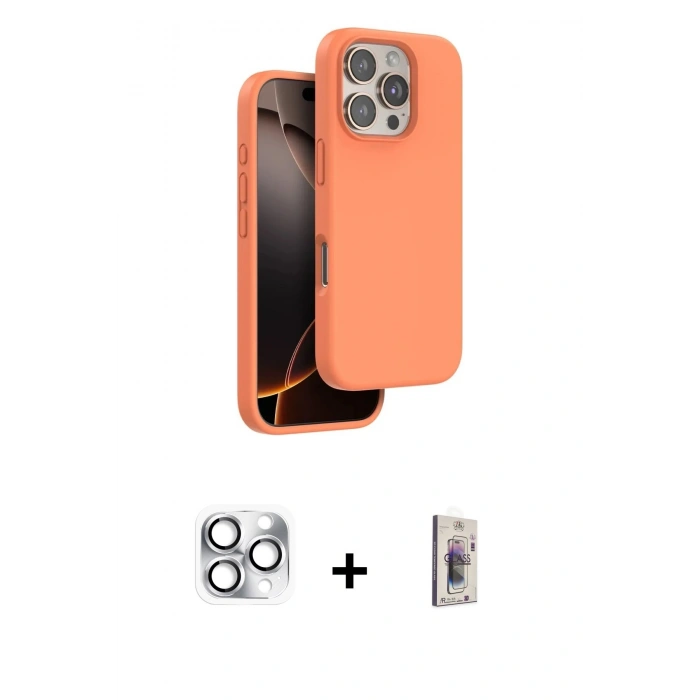 MARSİLYAN™- iPhone 16 Pro Max Kılıf Kıvılcım Çizgi Serisi - Siyah Bilvis 3D Cam Ekran Koruyucu + Pers Alüminyum Kamera Lens - GS
