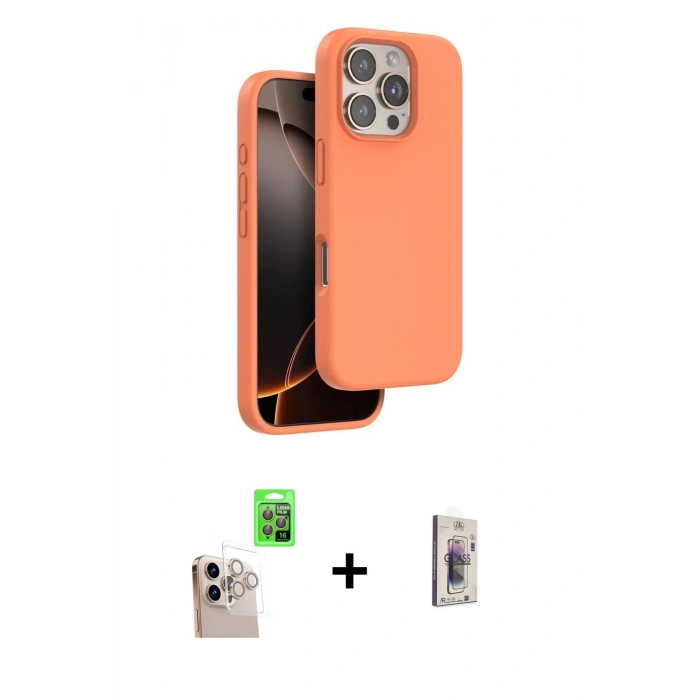 MARSİLYAN™- iPhone 16 Pro Max Kılıf Kıvılcım Çizgi Serisi - Siyah Bilvis 3D Cam Ekran Koruyucu + Raze Metal Kamera Lens - NLGY