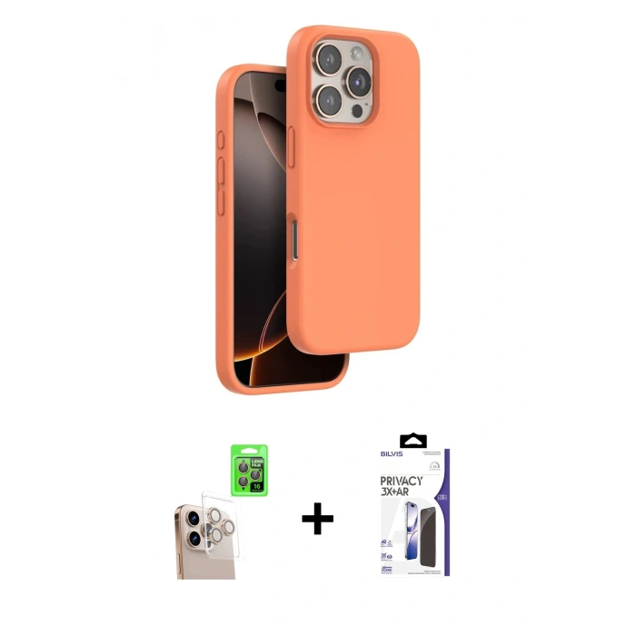 MARSİLYAN™- iPhone 16 Pro Max Kılıf Kıvılcım Çizgi Serisi - Siyah Bilvis 3X AR Hayalet Cam Ekran Koruyucu + Raze Metal Kamera Lens - NLGY