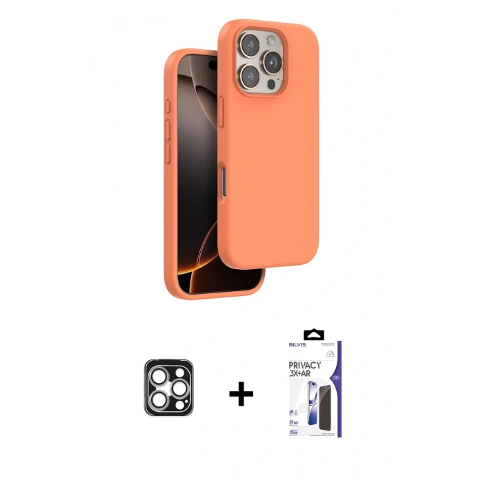 MARSİLYAN™- iPhone 16 Pro Max Kılıf Kıvılcım Çizgi Serisi - Siyah Bilvis 3X AR Hayalet Cam Ekran Koruyucu + PVD Metal Kamera Lens - GS