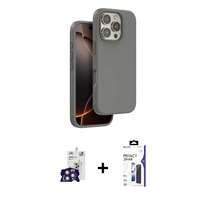 MARSİLYAN™- iPhone 16 Pro Max Kılıf Kıvılcım Çizgi Serisi - Siyah Bilvis 3X AR Hayalet Cam Ekran Koruyucu + Bilvis Titan Kamera Lens - TMGI