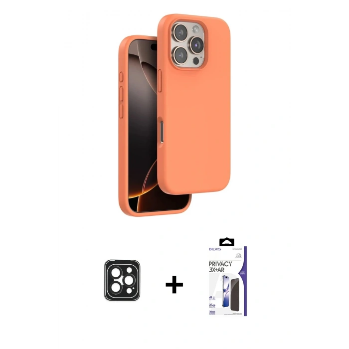 MARSİLYAN™- iPhone 16 Pro Max Kılıf Kıvılcım Çizgi Serisi - Siyah Bilvis 3X AR Hayalet Cam Ekran Koruyucu + PVD Metal Kamera Lens - SH