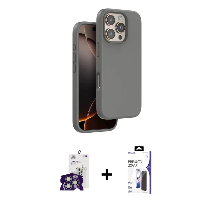 MARSİLYAN™- iPhone 16 Pro Max Kılıf Kıvılcım Çizgi Serisi - Siyah Bilvis 3X AR Hayalet Cam Ekran Koruyucu + Bilvis Titan Kamera Lens - GS