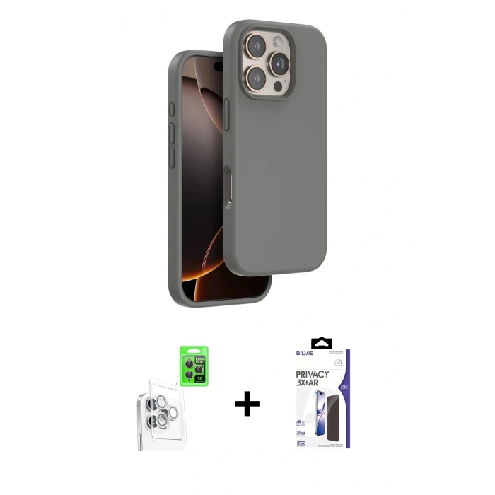 MARSİLYAN™- iPhone 16 Pro Max Kılıf Kıvılcım Çizgi Serisi - Siyah Bilvis 3X AR Hayalet Cam Ekran Koruyucu + Raze Metal Kamera Lens - BZ