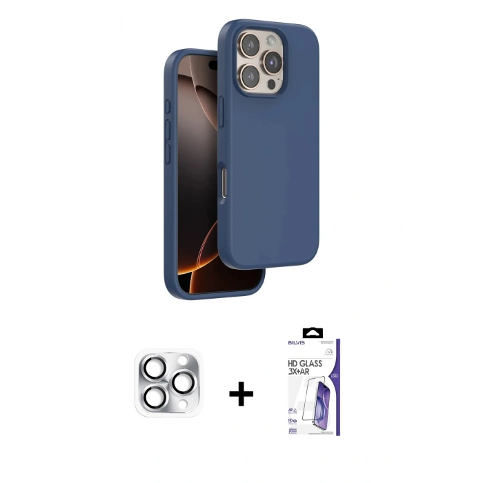 MARSİLYAN™- iPhone 16 Pro Max Kılıf Kıvılcım Çizgi Serisi - Siyah Bilvis 3X AR HD Cam Ekran Koruyucu + Pers Alüminyum Kamera Lens - GS