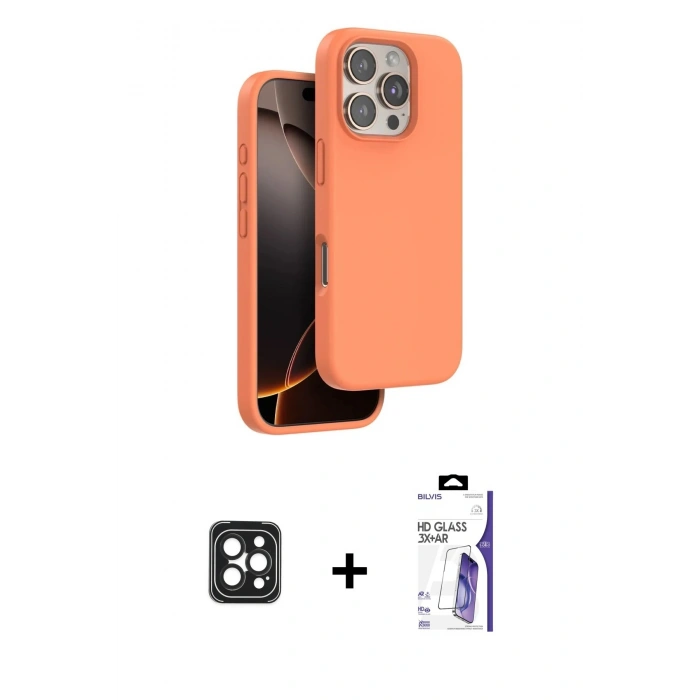 MARSİLYAN™- iPhone 16 Pro Max Kılıf Kıvılcım Çizgi Serisi - Siyah Bilvis 3X AR HD Cam Ekran Koruyucu + PVD Metal Kamera Lens - SH