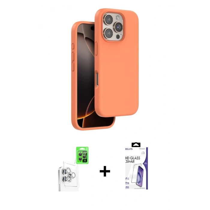 MARSİLYAN™- iPhone 16 Pro Max Kılıf Kıvılcım Çizgi Serisi - Siyah Bilvis 3X AR HD Cam Ekran Koruyucu + Raze Metal Kamera Lens - BZ