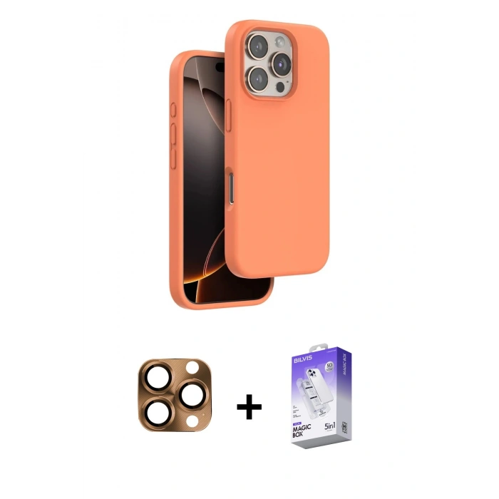 MARSİLYAN™- iPhone 16 Pro Max Kılıf Kıvılcım Çizgi Serisi - Siyah Bilvis 5in1 3D Magic Cam Ekran Koruyucu + Çöl Titanyum Pers Alüminyum Kamera Lens