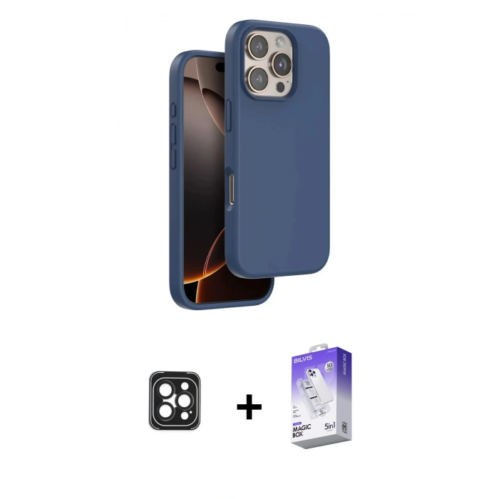 MARSİLYAN™- iPhone 16 Pro Max Kılıf Kıvılcım Çizgi Serisi - Siyah Bilvis 5in1 3D Magic Cam Ekran Koruyucu + PVD Metal Kamera Lens - SH