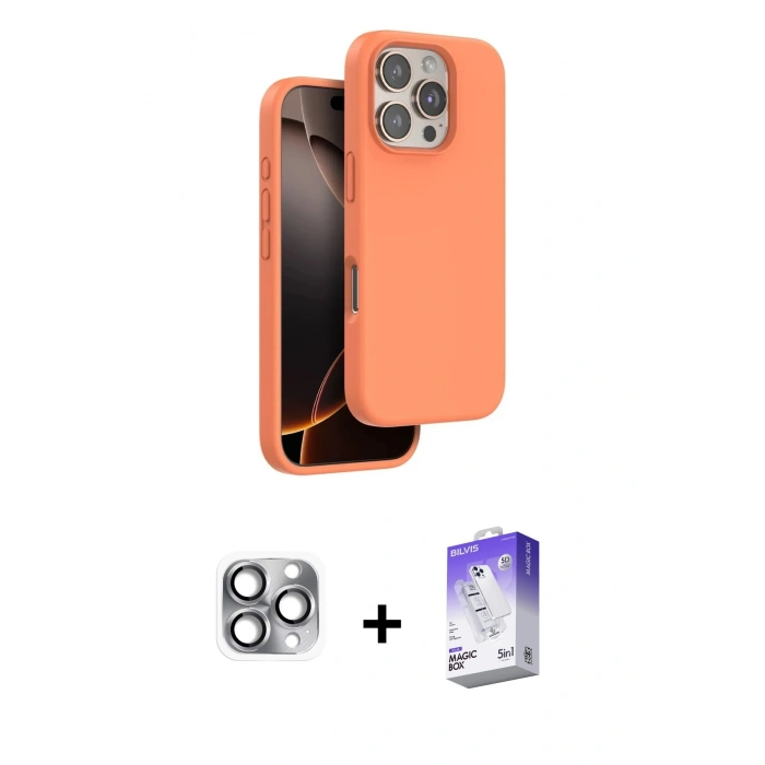 MARSİLYAN™- iPhone 16 Pro Max Kılıf Kıvılcım Çizgi Serisi - Siyah Bilvis 5in1 3D Magic Cam Ekran Koruyucu + Pers Alüminyum Kamera Lens - GI